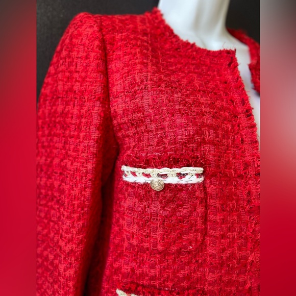 🔥❤️NWT ZARA Women Tweed Blazer Jacket in Red. Size XS❤️🔥 - Picture 3 of 6